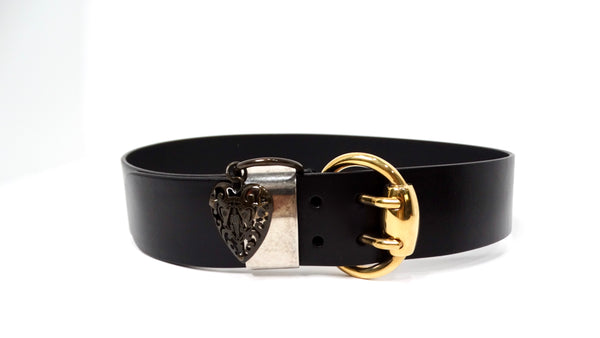 Gucci Hysteria Heart Charm Black Calfskin Leather Belt