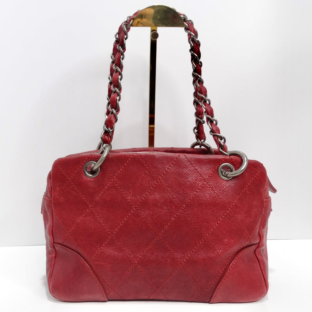 Chanel Quilted Caviar Red Leather Shoulder Bag