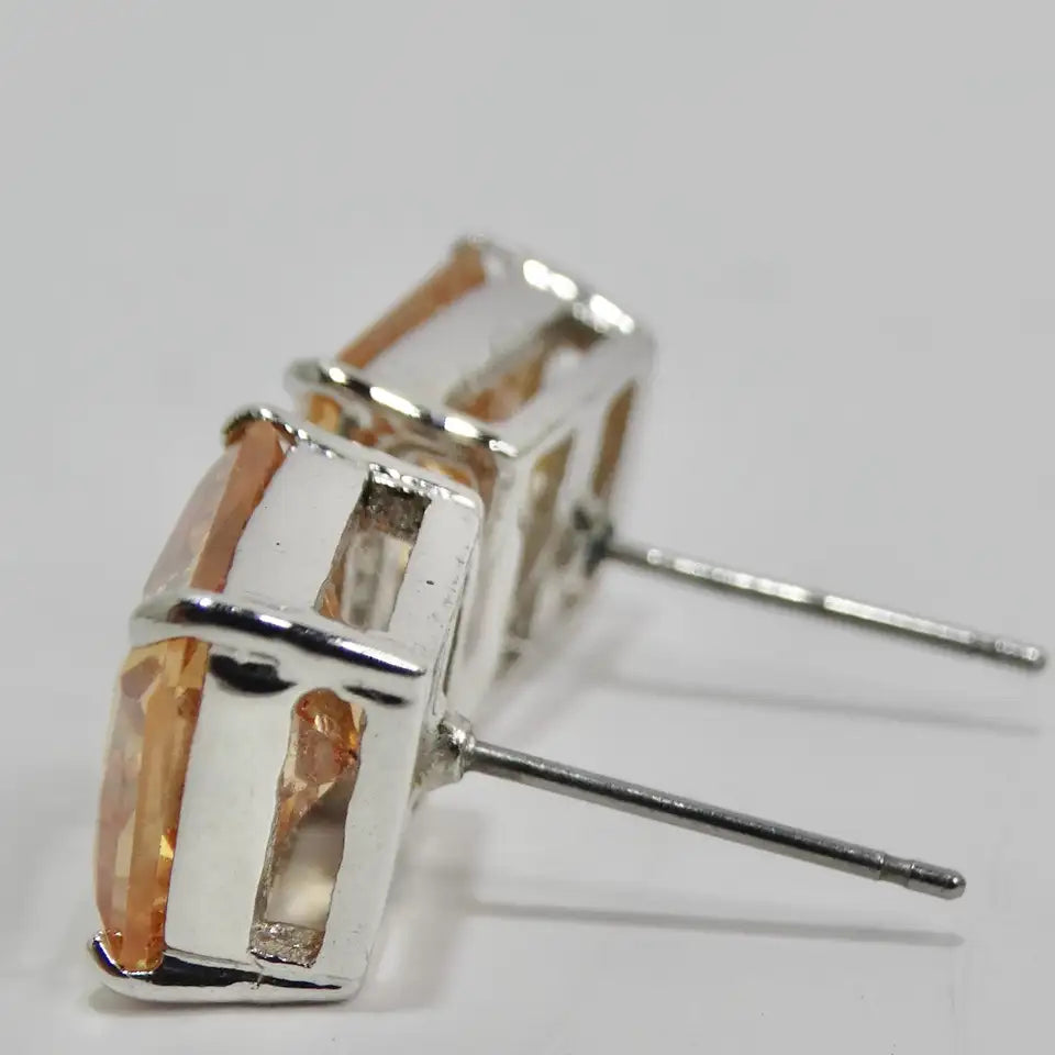 18K Gold Plated Honey Swarovski Synthetic Crystal Stud Earrings
