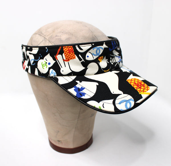 Chanel Baby Animals Cotton Print Sun Visor Hat circa 2007 