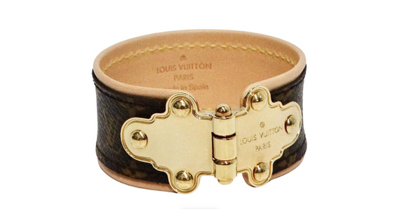 Louis Vuitton Two-Toned Leather Monogram Bracelet With Gold  display picture 3