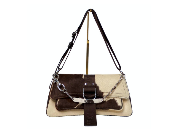 Christian Dior Y2K Brown & Cream Pony Hair Shoulder Bag – Vintage