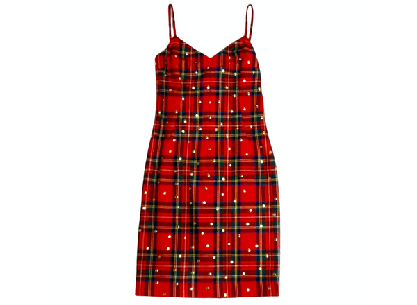 Dolce & Gabbana Red Plaid Studded Wool Dress Vintage by Misty Dolce & Gabbana Red Plaid Studded Wool Dress Vintage by Misty