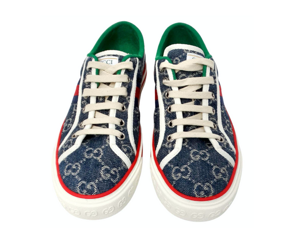 Gucci Denim Monogram Web 1977 Tennis Blue Sneakers – Vintage by Misty