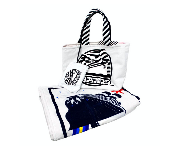 Chanel 2019 La Pausa Terry Cloth Cotton Reversible Beach Tote