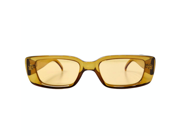 Gucci 1990s GG2409 Yellow Translucent Tinted Rectangular Frame Gucci 1990s GG2409 Yellow Translucent Tinted Rectangular Frame