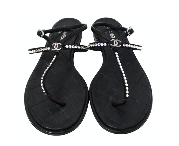 Chanel Black CC Logo sandals – Savonches