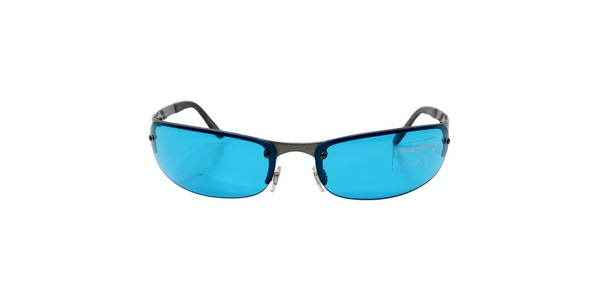Emporio Armani Y2K 203-S Skinny Blue Tinted Lens Metal Frame
