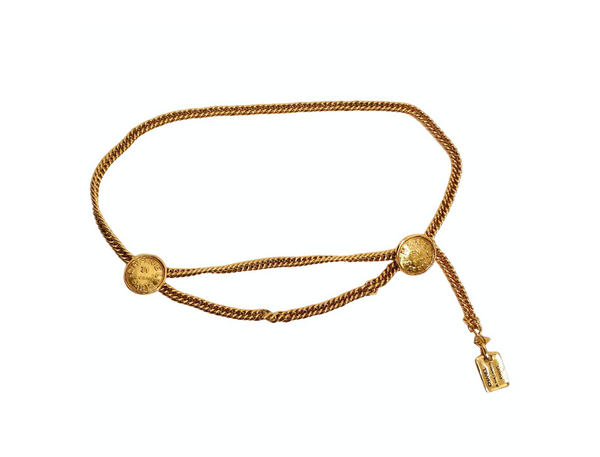 Chanel 31 Rue Cambon Medallion Belt Vintage Three strand fits up to 32 waist CHANEL Vintage Belt Triple Strand Chain Link Medallion Coin  main image 4