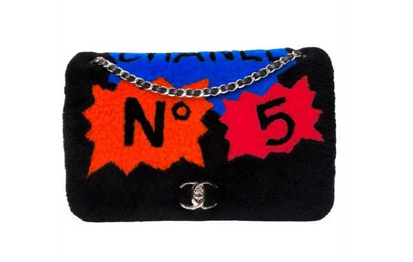2014 Chanel Runway No. 5 Comic Shearling Lambskin Shoulder Flap 2014 Chanel Runway No. 5 Comic Shearling Lambskin Shoulder Flap