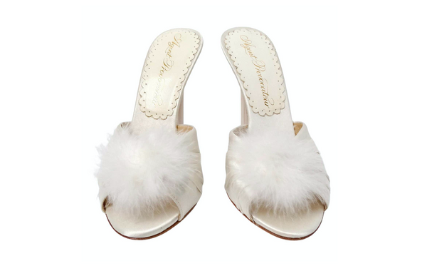 Agent Provocateur サテンファーミュール Agent Provocateur White Satin Elice Mules – Vintage by Misty