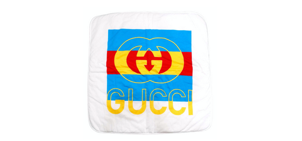 Gucci White Cotton Bright GG Logo Print Baby Blanket – Vintage by