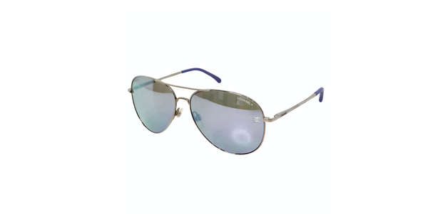 Chanel Purple & Silver-Tone Metal Frame Pilot Aviator  display picture 2