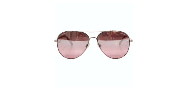 Chanel Pink & Silver-Tone Metal Frame Pilot Aviator  display picture 3