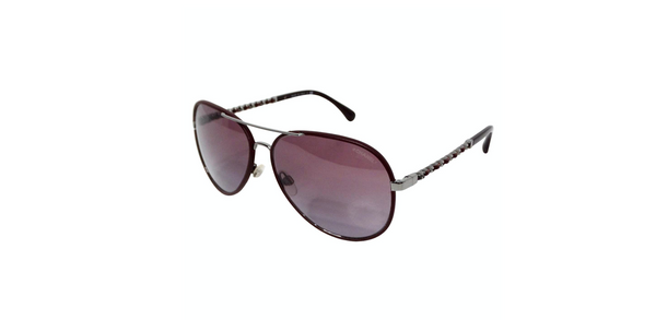Chanel Burgundy Pilot Aviator Sunglasses With Chain-Link  display picture 3