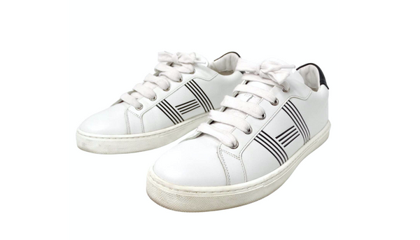 Hermes Advantage White & Black Leather Sneakers  Vintage by Misty