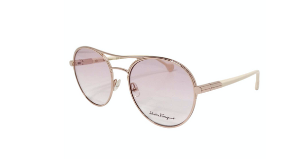 Salvatore Ferragamo Pink Tinted Gold Tone Frame Aviator  display picture 3