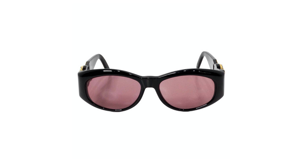 Gianni Versace Black & Pink Tinted Medusa Medallion Sunglasses