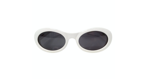 Gucci White Oval Goggle Style GG Tinted Sunglasses circa Y2K