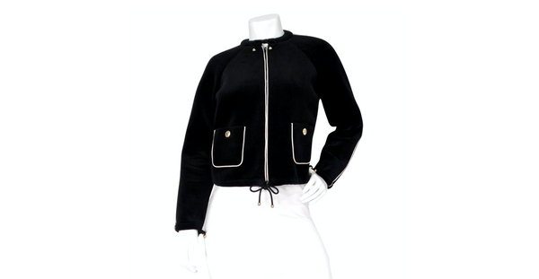 Chanel Coco Neige Velour Drawstring Zip Jacket 2018 – Vintage by Misty