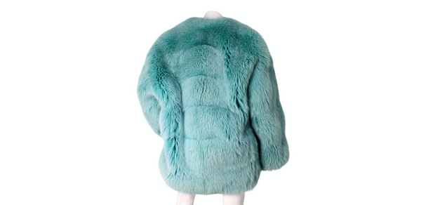 Tom Ford for Gucci Aqua Blue Dyed Fox Fur Oversized Coat FW 1997