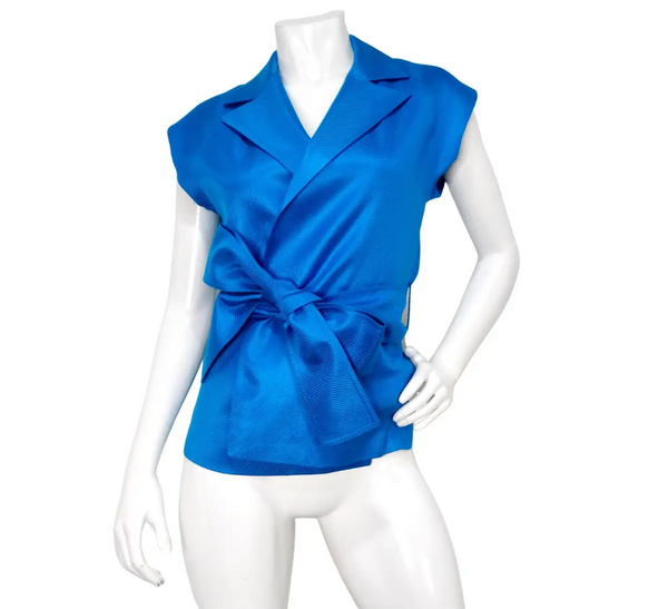 1990s GIANNI VERSACE ピュアシルク　セットアップ　イタリア製 1990s Gianni Versace Couture Bright Blue Silk Top & Skirt Set