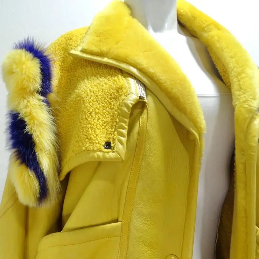 Aallard Megeve Yellow Leather Fur Jacket