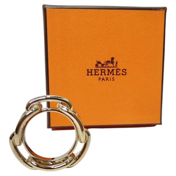 HERMES Polished Brass Regate Scarf Ring Rose Gold 1272748