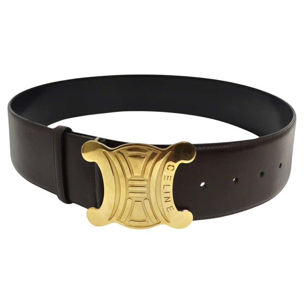 Celine 1990s Brown Leather Gold Tone Belt – Vintage by Misty