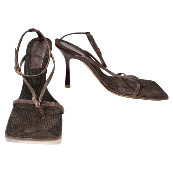 Bottega Veneta Brown Leather Square Toe Heels – Vintage by Misty