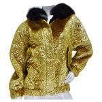 1980s Quilted Metallic Gold Fur Hood Jacket
