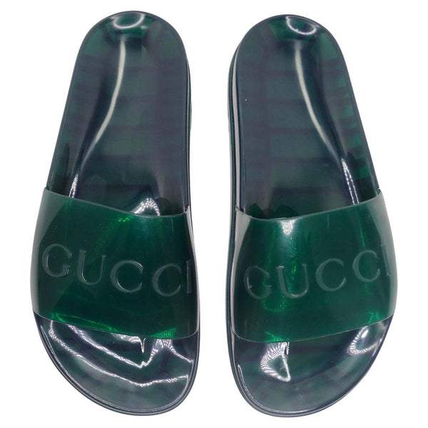 Gucci Transparent Slide Sandals GUCCI Clear Block Heel Platform Logo Slide Sandals  main image 2