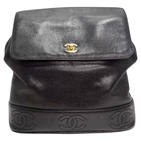 Chanel 1997 Black CC Leather Backpack – Vintage by Misty