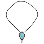 1960s Native American Silver Turquoise Bolo Necklace