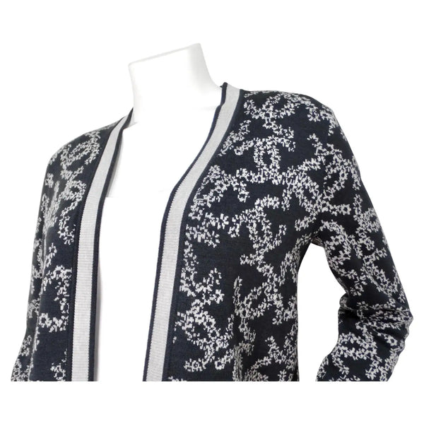 Chanel Grey & White Interlocking CC Logo Knit Cardigan – Vintage