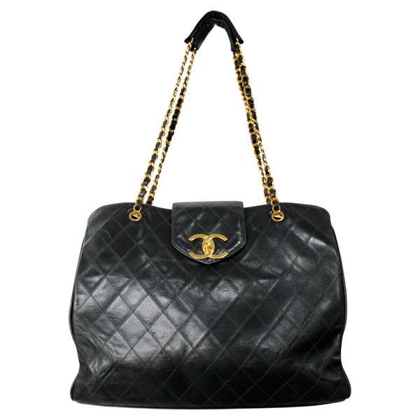 CHANEL トートバッグ Chanel Black Quilted Leather XL Supermodel Tote Bag circa 1990
