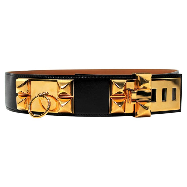 Hermès Black Leather Collier de Chien 50 Belt – Vintage by Misty