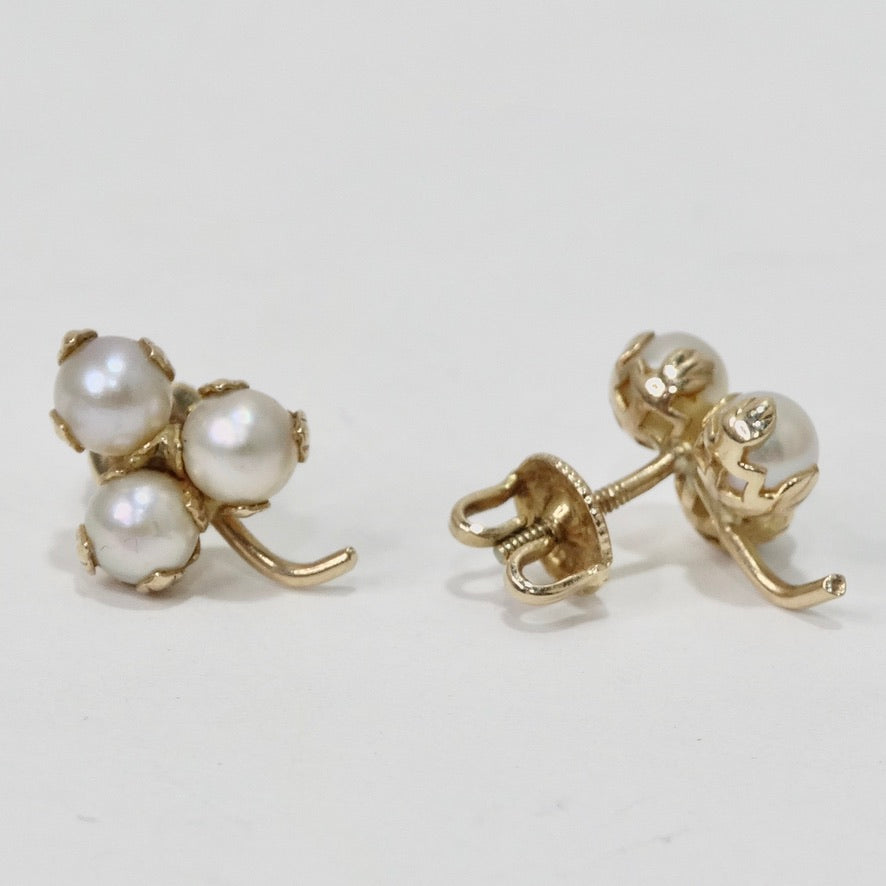 10K Gold Pearl Stud Earrings