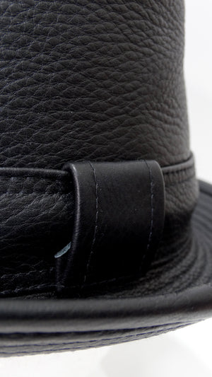 Hermes Clémence Leather Hat in Black Taurillon