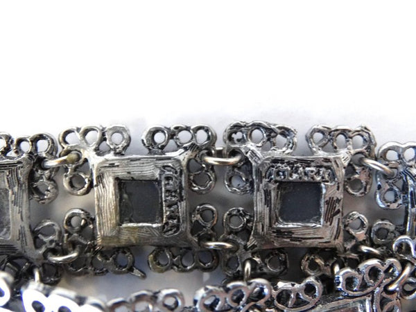 バッグ Clara Kasavina Clara Kasavina black leather evening purse silver & crystal