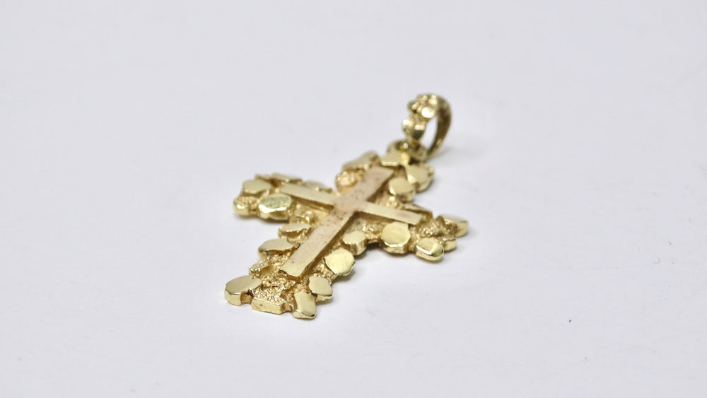 14k Gold Textured Cross Pendant
