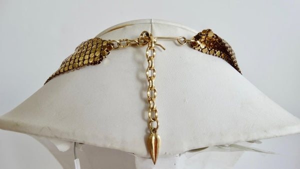 Whiting & Davis gold mesh bandana necklace