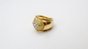 Leo de Vroomen 1980s 18k Gold Ring With Diamond Cluster