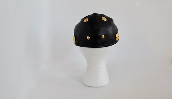 Gianni Versace Black Leather Medusa Hat – Vintage by Misty