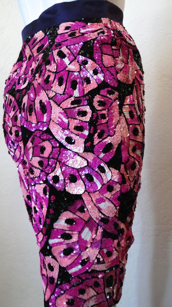 Escada 80s Couture Butterfly Sequin Skirt