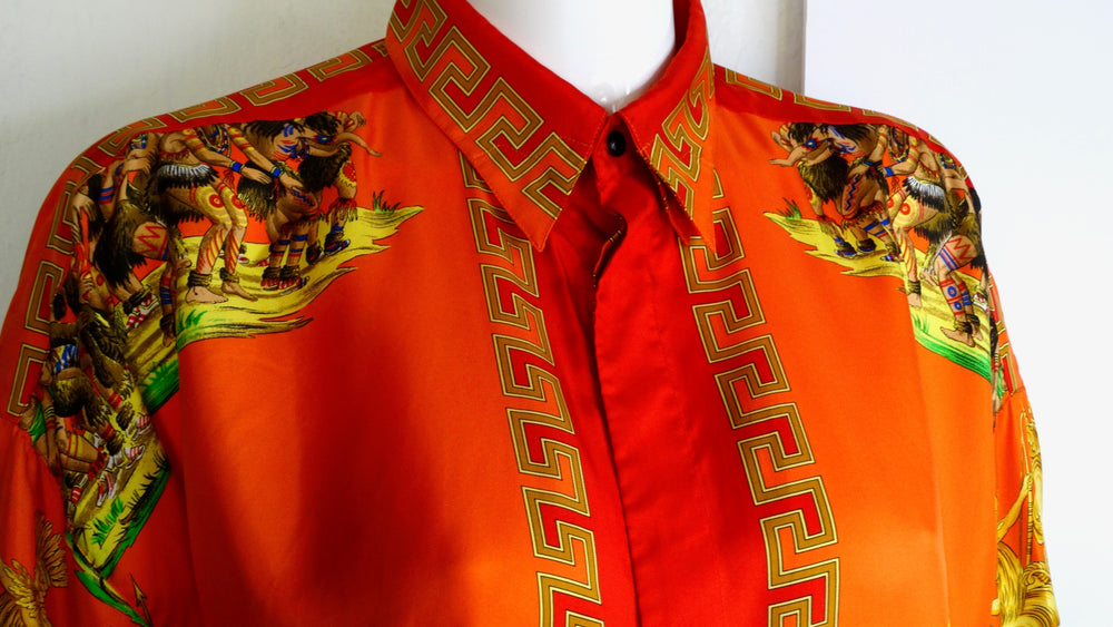 Gianni Versace "Native American" Print Silk Shirt