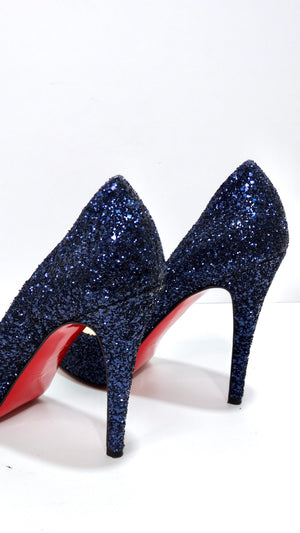 Christian Louboutin Blue Sequin Glitter Heels