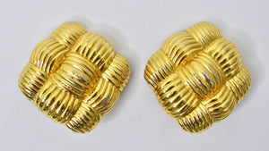 Fendi Square Basket Weave Vintage Earrings