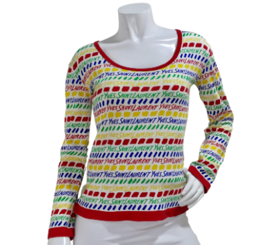 Yves Saint Laurent Cotton Print Long Sleeve Vintage by Misty