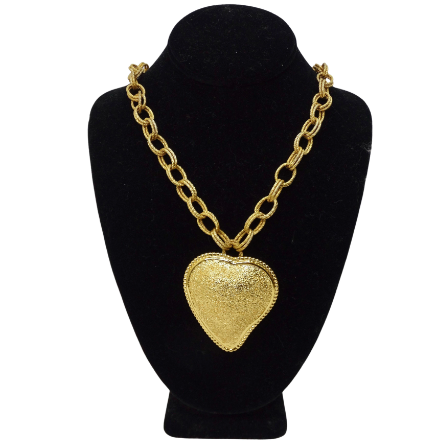 Yves Saint Laurent Brushed Gold Pendant Necklace Pin Vintage by